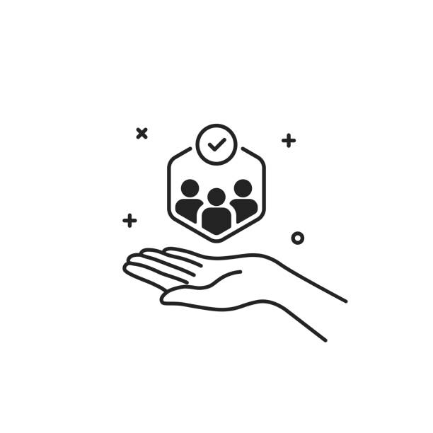 customer care icon like business relationship. concept of individual people choice or good feedback and team narrow control or search talent. outline human resource graphic stroke art design